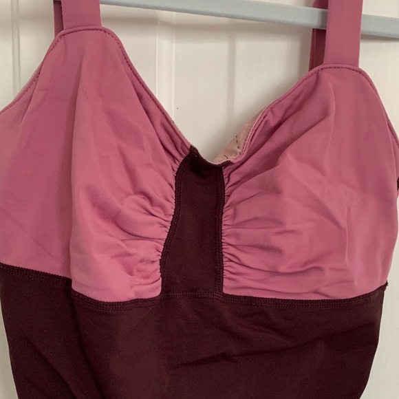 Two-Tone Pink & Wine One-Piece Dance Leotard - Picture 3 of 5